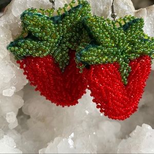 Beaded Strawberry Earrings